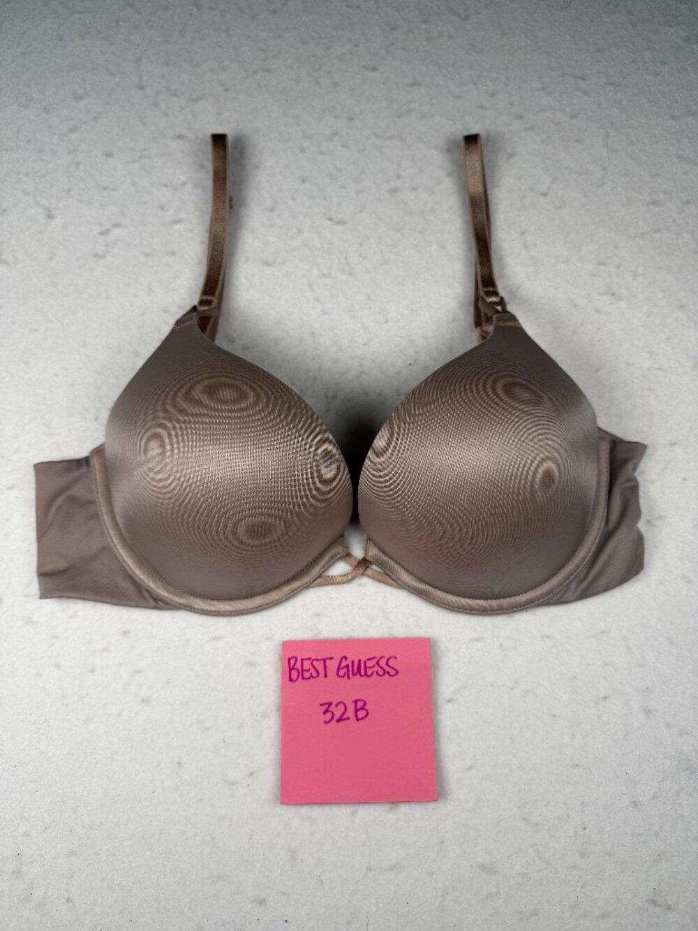 Victoria's Secret Nude Bombshell Bra Push Up Padded Add 2 Cups Sizes 32B? EUC
